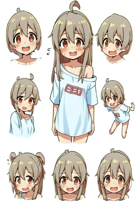 00075-39812090-oyama mahiro,1girl, solo, long hair, shirt, white background, cropped legs, simple background, ahoge, flying sweatdrops, white s.png